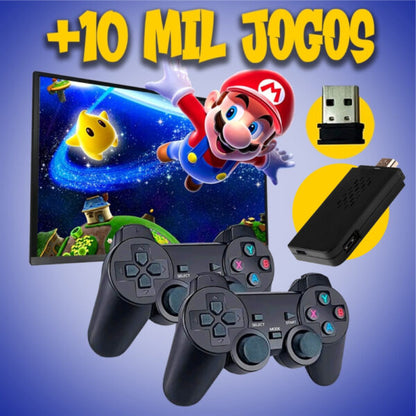 Videogame 10 mil jogos 2 Controles Sem Fio Console Original Portatil