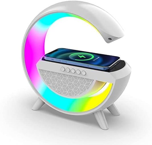 Caixa de Som Carregador Sem Fio Bluetooth RGB Lâmpada De Mesa LED Atmosfera